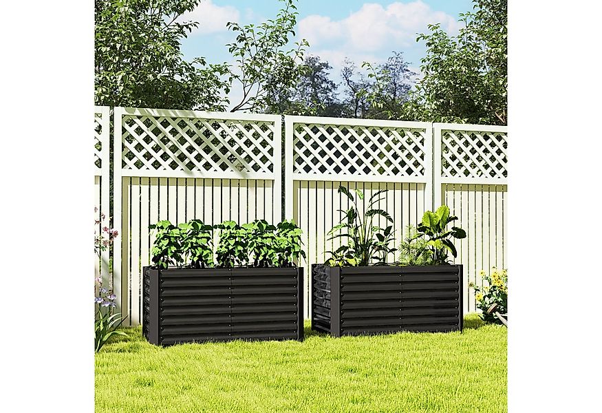 Outsunny Hochbeet 2er-Set, witterungsbeständig, aus Verzinkter Stahl (Pflan günstig online kaufen