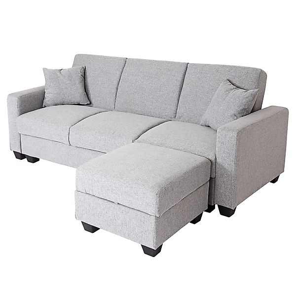 MCW Sofa H47 mit Ottomane Stoff/Textil Hellgrau günstig online kaufen