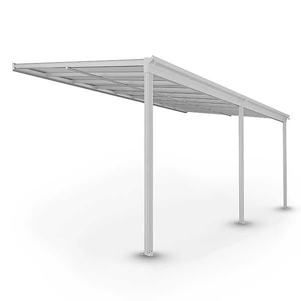 Juskys Aluminium Terrassendach Borneo 5,5x3m mit Doppelstegplatten Weiß günstig online kaufen