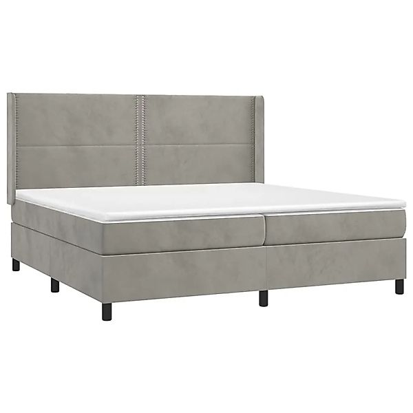 vidaXL Boxspringbett mit Matratze Hellgrau 200x200 cm Samt 3132639 günstig online kaufen