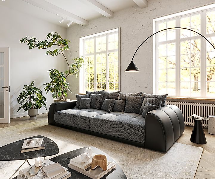 DELIFE Big-Sofa Violetta, Schwarz 310x135 cm inklusive Kissen Big-Sofa günstig online kaufen