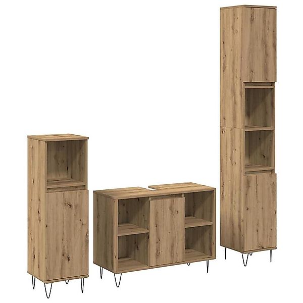 vidaXL Badezimmermöbel-Set mit Regal 3-Tlg Artisan-Eiche Holzwerkstoff 3378 günstig online kaufen