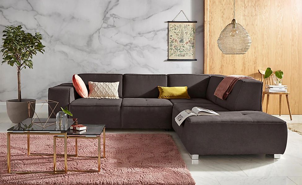Home affaire Ecksofa "Sapporo L-Form" wahlweise Bettfunktion oder Sitztiefe günstig online kaufen