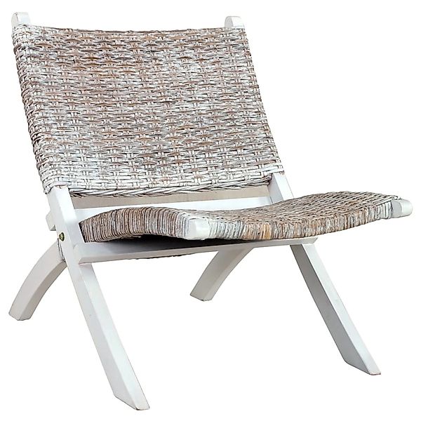 vidaXL Relaxstuhl Weiß Natur Kubu-Rattan und Massivholz Mahagoni 285800 günstig online kaufen
