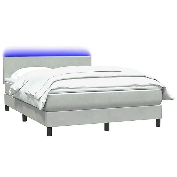 vidaXL Boxspringbett mit Matratze & LED Hellgrau 160x220 cm Samt 3316743 günstig online kaufen