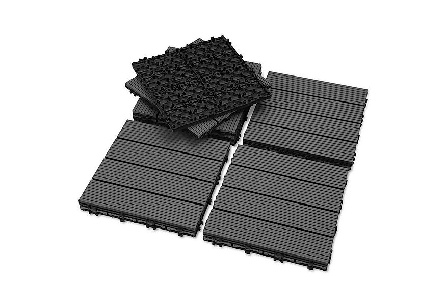 Clanmacy Holzfliesen WPC-Terrassenfliesen mit Drainagensystem Holzdielenopt günstig online kaufen