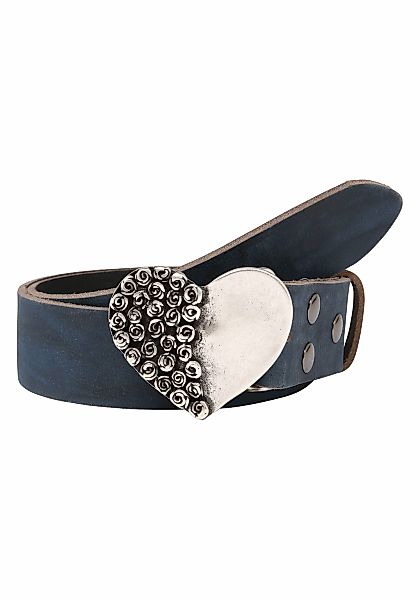 Rettungsring Gürtel Ledergürtel, mit Herzkoppelschließ halb mit kleinen Ros günstig online kaufen