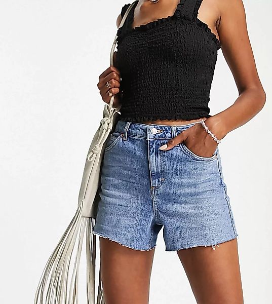 Topshop Tall – Hochwertige Mom-Jeansshorts aus einem recycelten Baumwollmix günstig online kaufen