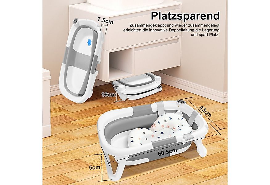 Clanmacy Babybadewanne Babybadewanne 3 in 1 Faltbare Badewanne, Wanne mit B günstig online kaufen