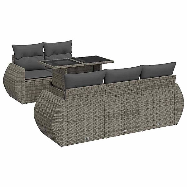 vidaXL 6-Tlg Garten-Sofagarnitur mit Kissen Grau Poly Rattan 3326571 günstig online kaufen