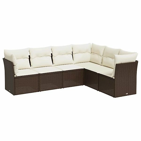 vidaXL 6-Tlg Garten-Sofagarnitur mit Kissen Braun Poly Rattan 3249522 günstig online kaufen