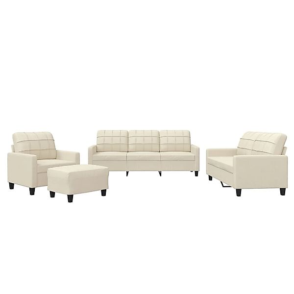 vidaXL 4-Tlg Sofagarnitur mit Kissen Creme Kunstleder 3201344 günstig online kaufen
