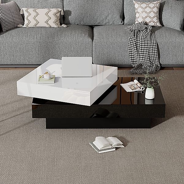 STILVORA Couchtisch Drehbarer Wohnzimmertisch mit Hochglanzoberfläche,Sofat günstig online kaufen