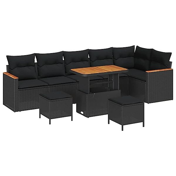 vidaXL Garten-Sofa-Set mit Kissen 9-Tlg Schwarz Poly Rattan 3363064 günstig online kaufen
