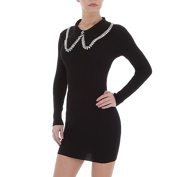 Ital-Design Strickkleid Damen Party & Clubwear Strass Stretch Strickoptik M günstig online kaufen