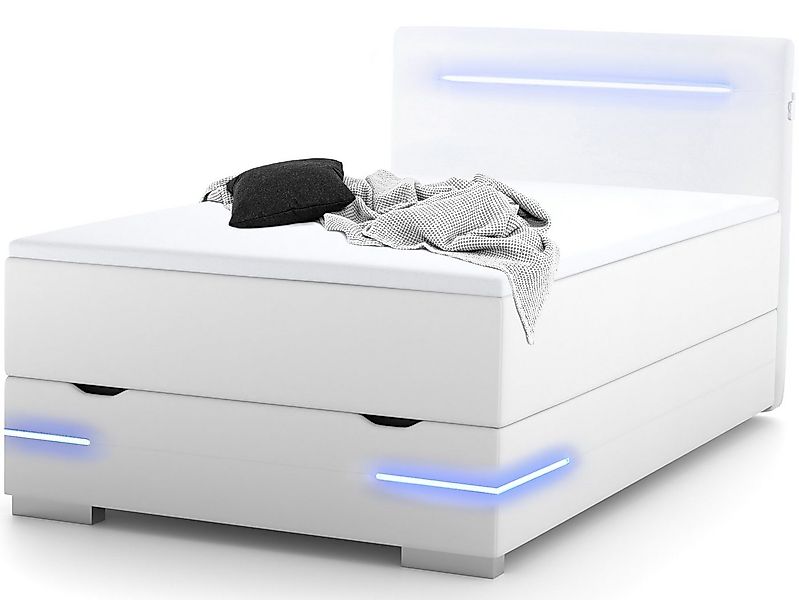 wonello Boxspringbett Dallas, inkl. LED-Beleuchtung, Bettkasten, 2x USB-Ans günstig online kaufen