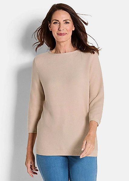 GOLDNER Strickpullover Eleganter Baumwollpullover, Halbarm Leichter Feinstr günstig online kaufen