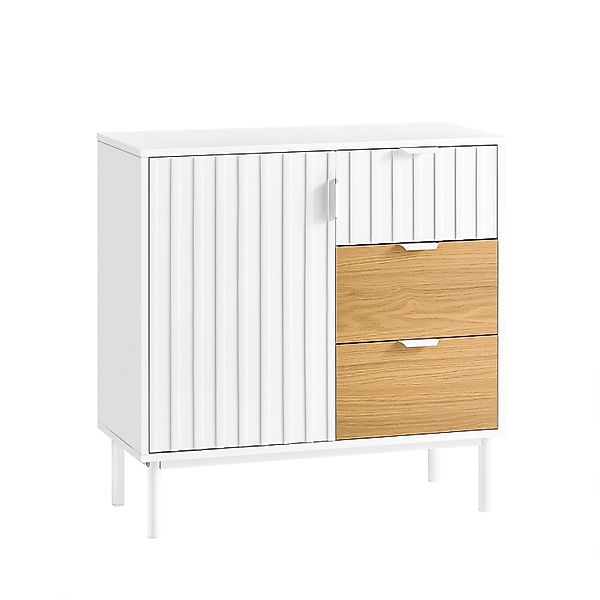 SoBuy Sideboard Küchenschrank Kommode Weiß/Natur 75x76x35cm FSB91-WN günstig online kaufen