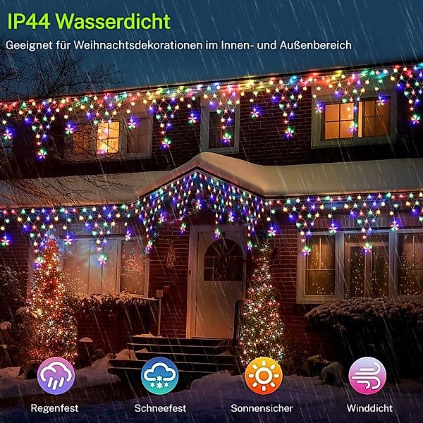 PRIISF LED-Lichtervorhang 4M Eisregen Lichterkette Weihnachtsbeleuchtung günstig online kaufen