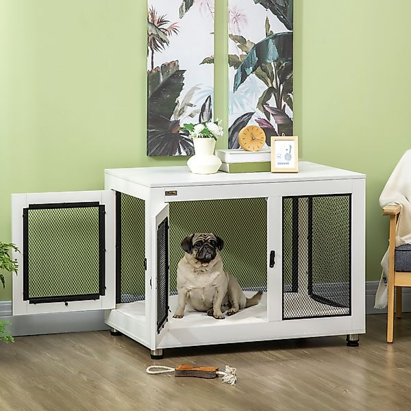 PawHut Hundekäfig mit Tischplatte, Kissen, 2 Türen, Hundehaus, Hundehütte, günstig online kaufen