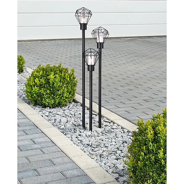 Globo Außenleuchte Horace 3-flammig Schwarz 442 x 445 x 1700 mm günstig online kaufen