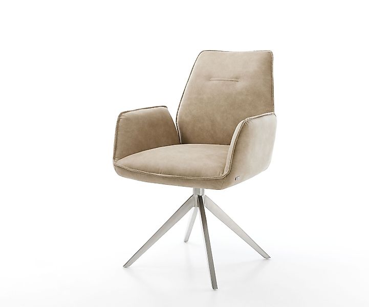 Esszimmerstuhl Zoa-Flex Mikrofaser Beige Vintage Kreuzgestell breit Edelsta günstig online kaufen