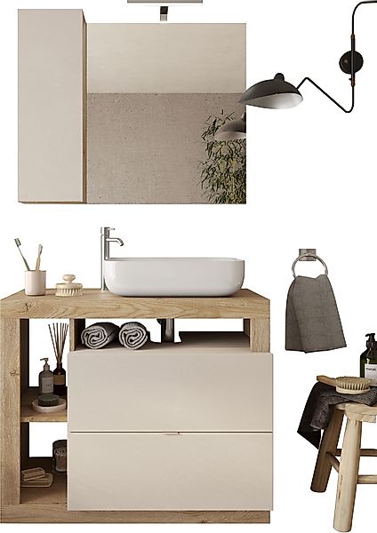 welltime Badmöbel-Set »Hamburg, Badezimmerset 2tlg. Breite 92 cm, Badmöbel, günstig online kaufen