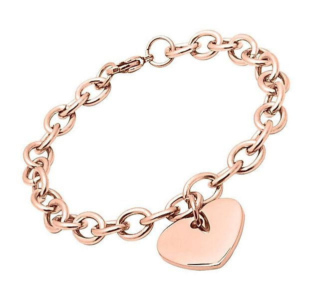 Unique Armband Roségold mit breiten Kettengliedern und Herzanhänger B5199 günstig online kaufen
