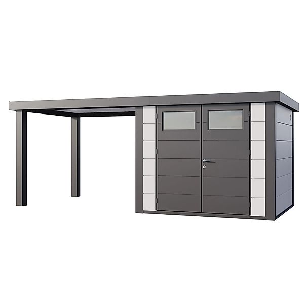Gerätehaus Classico 2724 mit Offene Lounge L Links 552 cm x 238 cm Weiß günstig online kaufen
