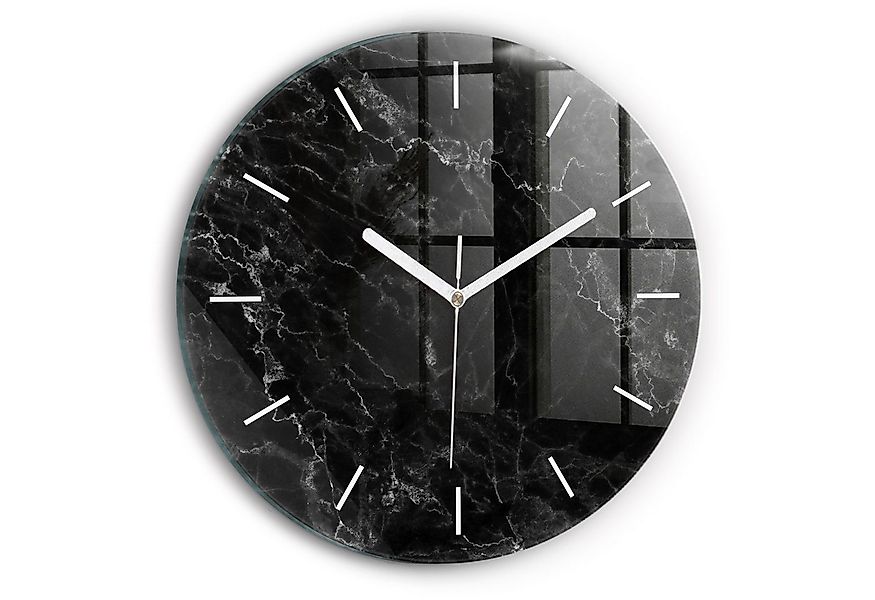 Tulup Wanduhr Elegante Glasuhr Dunkler Marmor Runde Uhr aus Gehärtetem Glas günstig online kaufen