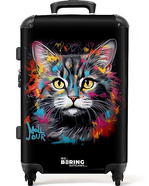 NoBoringSuitcases.com© Hartschalen-Trolley mit leuchtende Räder - Katze mit günstig online kaufen