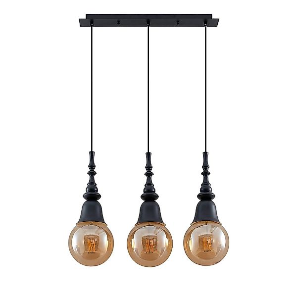 Lucande Pendelleuchte Gesja 9920024 Modern in Schwarz aus Metall 3-flammig günstig online kaufen