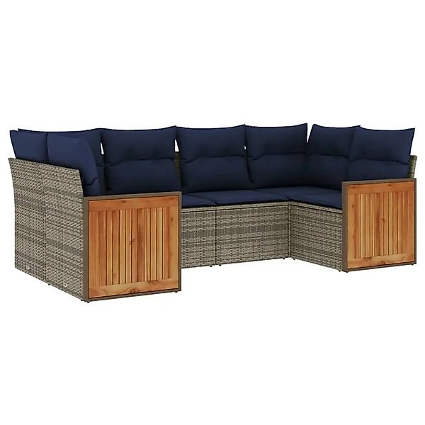 vidaXL 6-Tlg Gartensofa-Set mit Kissen Grau Polyrattan 3227944 günstig online kaufen