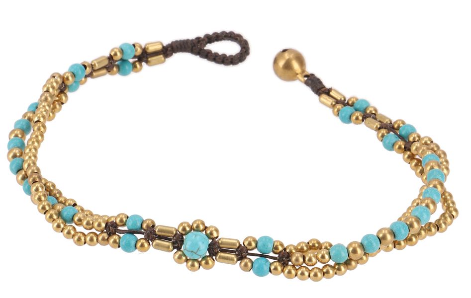 Guru-Shop Fußkette Fußkette Makramee mit Glöckchen, günstig online kaufen