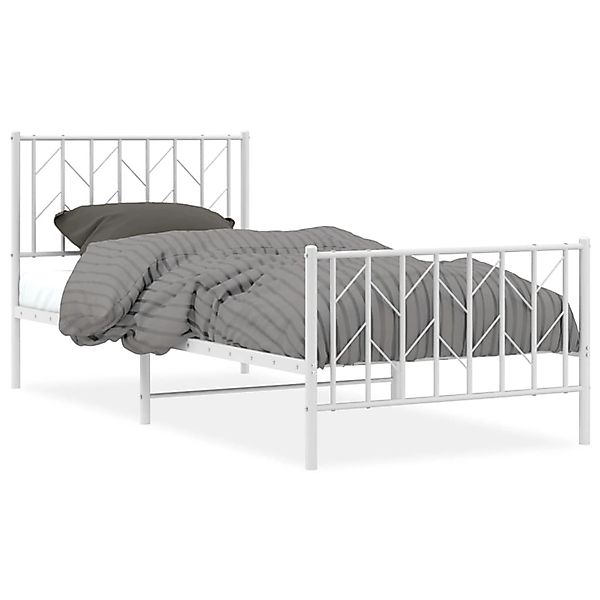 vidaXL Bettgestell mit Kopf- und Fußteil Metall Weiß 90x200 cm 374497 günstig online kaufen