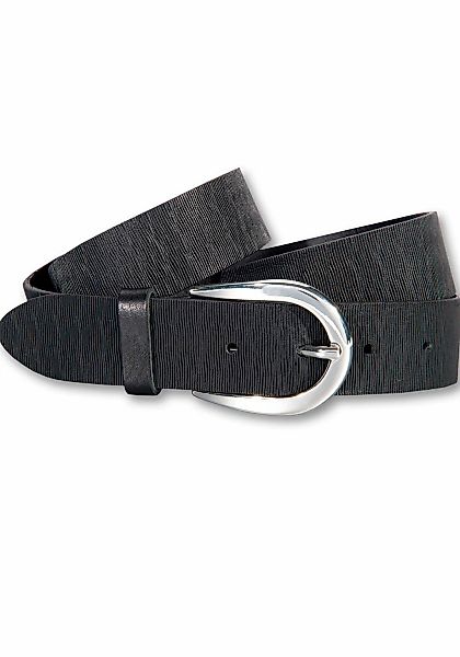 Silbergift Ledergürtel Schraffiert, Silber-Hufeisenschließe günstig online kaufen