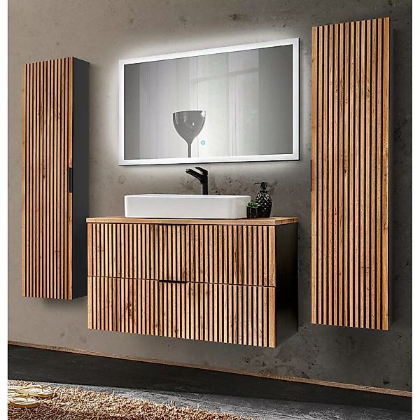 Badezimmer Komplett Set mit Waschtisch 100 cm, 2 Hochschränken XANTEN-56 in günstig online kaufen
