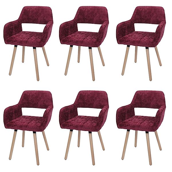MCW Esszimmerstuhl A50 II 6er-Set Bordeaux Stoff/Textil Chenille 465g/m² günstig online kaufen