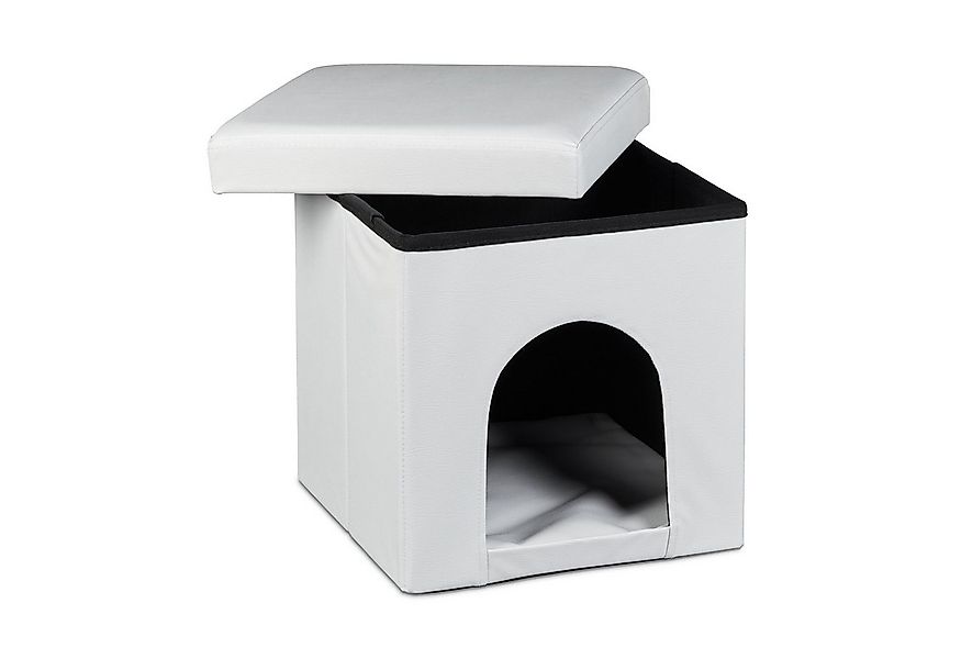 relaxdays Indoorhütte Hundebox Sitzhocker, weiß günstig online kaufen