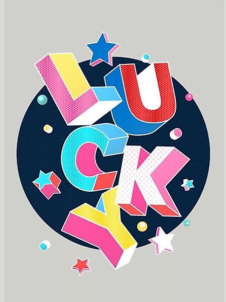 Poster / Leinwandbild - Lucky - 3d Typography günstig online kaufen