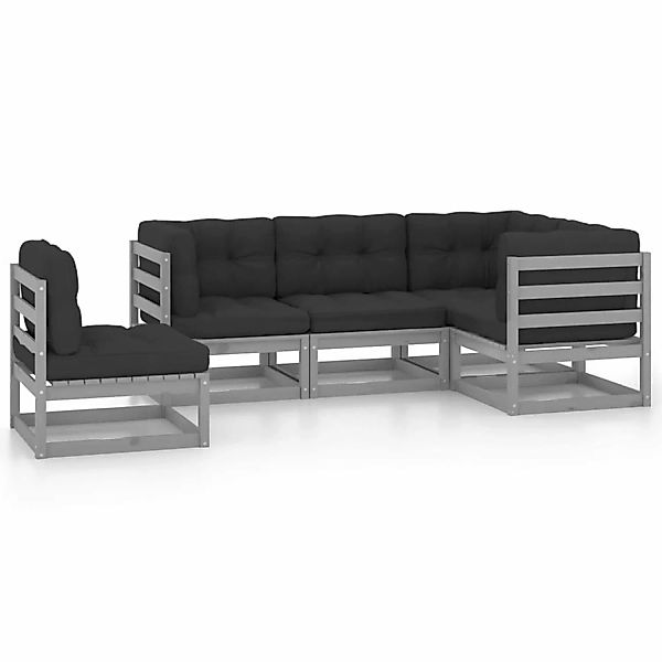 5-tlg. Garten-lounge-set Mit Kissen Kiefer Massivholz günstig online kaufen