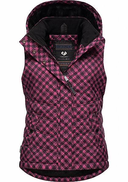 Ragwear Steppweste "Hesty Print", Weste mit abnehmbarer Kapuze und Hahnentr günstig online kaufen