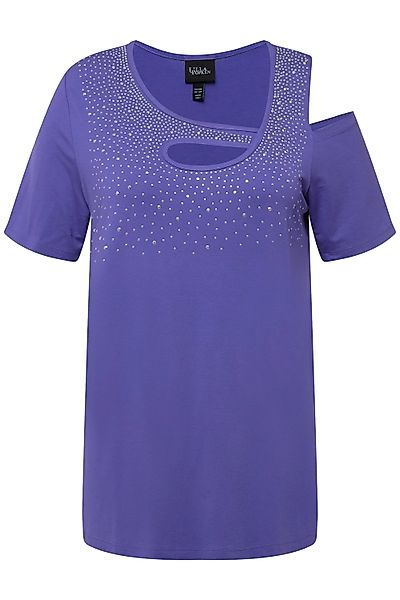 Ulla Popken T-Shirt T-Shirt Ziersteine A-Linie Cut-Outs Halbarm günstig online kaufen
