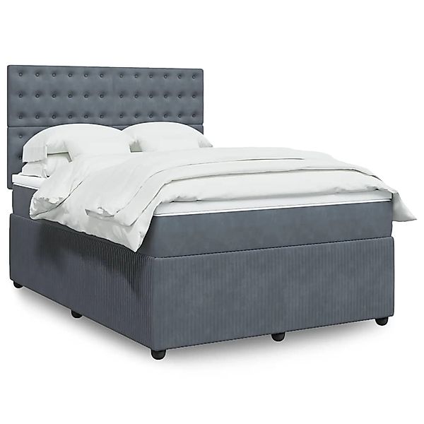 vidaXL Boxspringbett mit Matratze Dunkelgrau 160x200 cm Samt 3294695 günstig online kaufen
