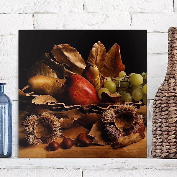 Leinwandbild Küche - Quadrat Stillleben im Herbst günstig online kaufen