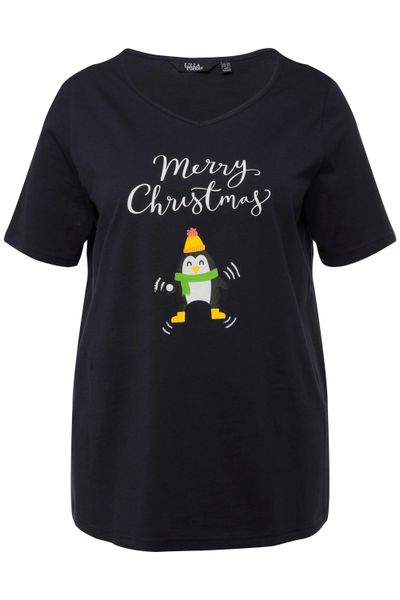 Ulla Popken T-Shirt Weihnachts-Shirt Pinguin A-Linie günstig online kaufen