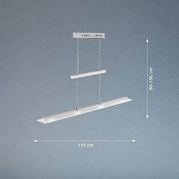 LED-Hängeleuchte Tenso, nickel, 115 cm, Metall, CCT, Dimmer günstig online kaufen