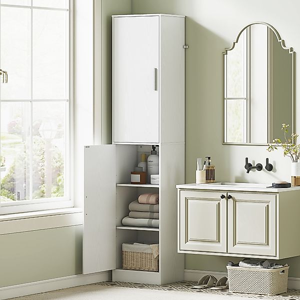 HOMCOM Badezimmerschrank hoch Badschrank Hochschrank schmal mit 2 Türen, Ve günstig online kaufen