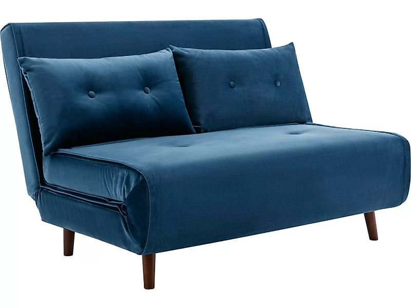 Sofa 2-Sitzer mit Schlaffunktion - Samt - Dunkelblau - URIBIA günstig online kaufen