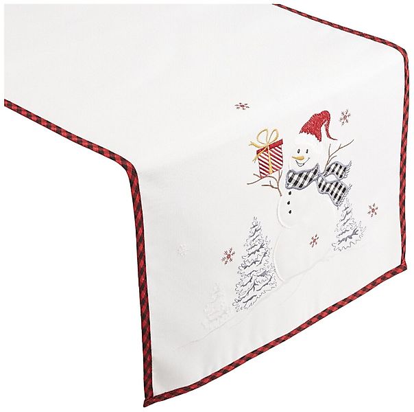 texpot Tischdecke mit Stickerei Schneemann Winter günstig online kaufen